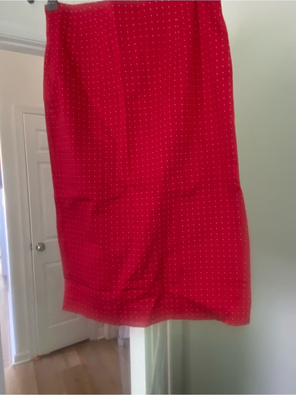 bebe Red Pencil Skirt with White Polka Dots